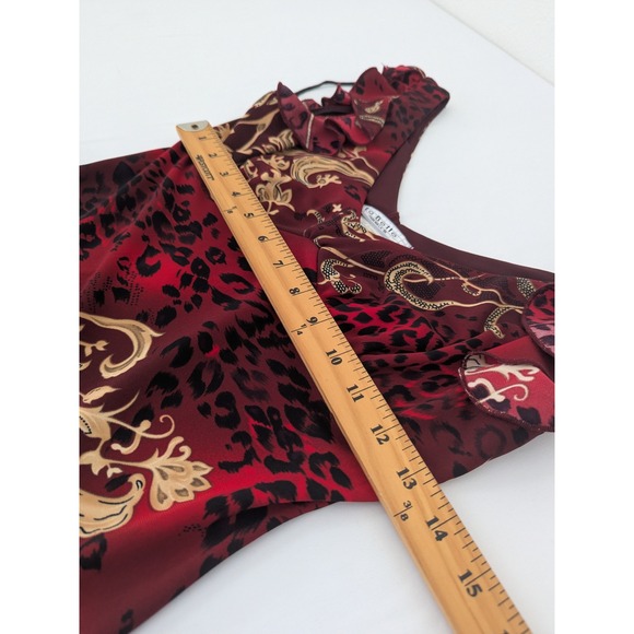 La Belle Vintage Babydoll Burgundy Asian Inspired Midi Dress Whimsigoth Size S - Picture 6 of 8